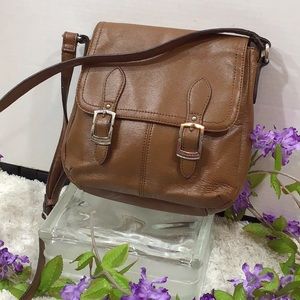 Tignanello brown leather crossbody saddle bag